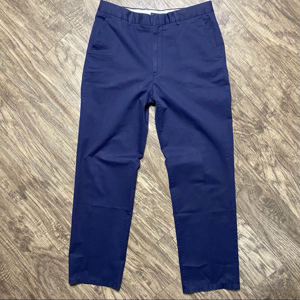 Ted Baker London Men’s Flat Front Navy Blue Chino Pants Size 34x32 - Picture 3 of 10